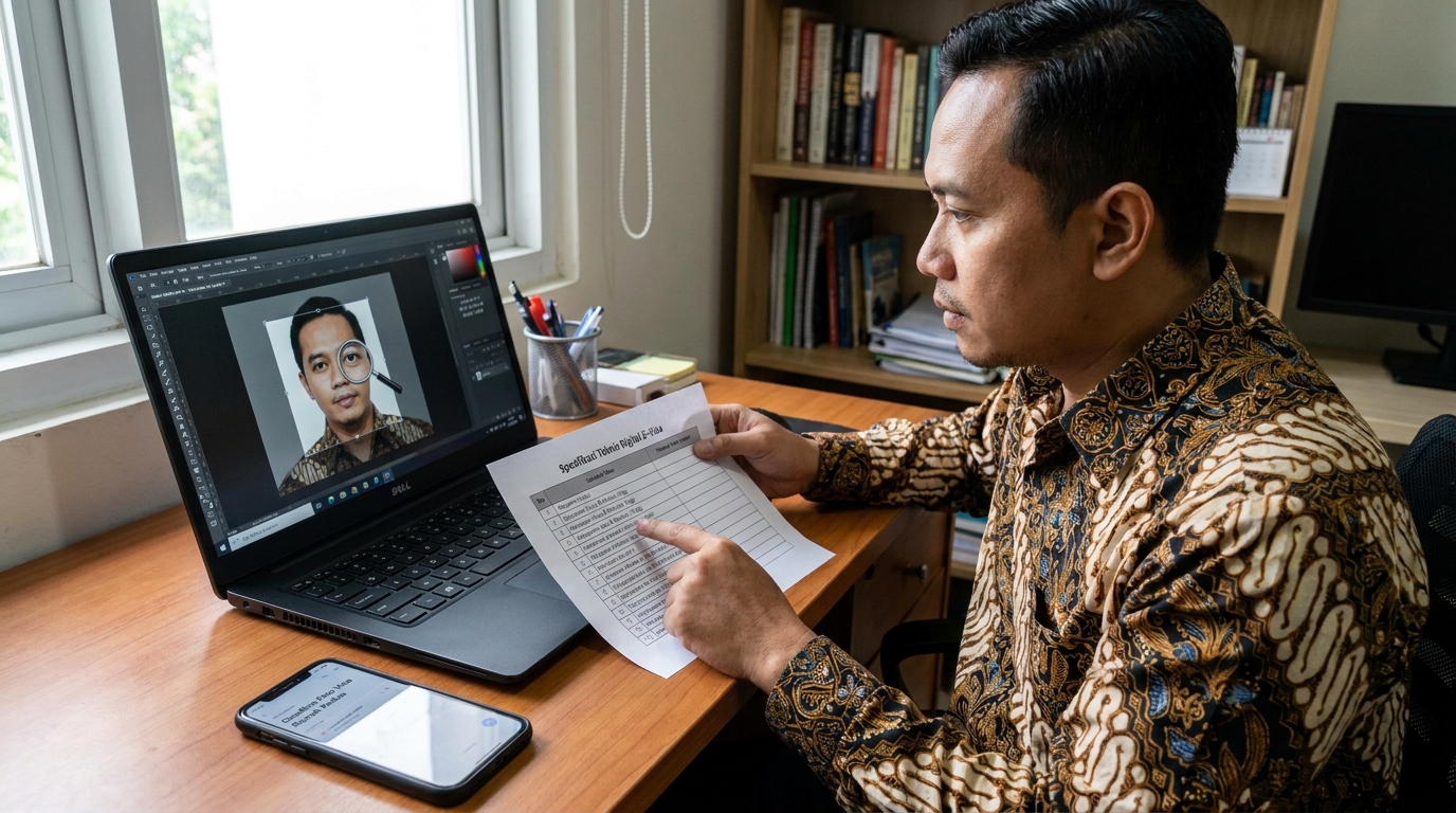 Supporting image that visualizes the requirements, checklist, or technical standards from "Spesifikasi Teknis Digital untuk E-Visa".