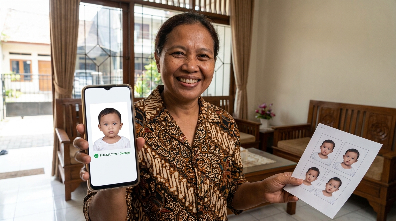 Supporting image showing the final accepted-looking result described in "Solusi Praktis Mengolah Foto dengan PasPoto".