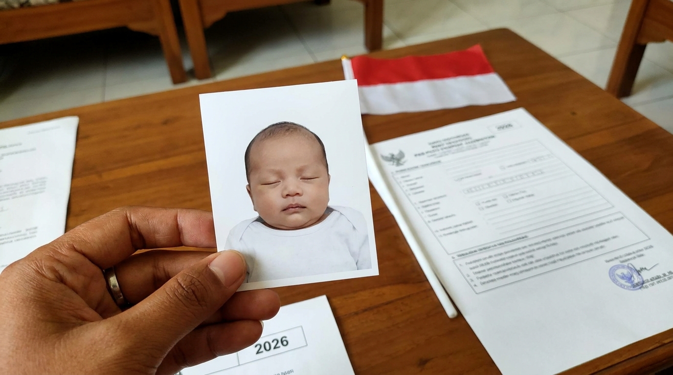 Supporting image showing the final accepted-looking result for pas foto paspor bayi 2026.