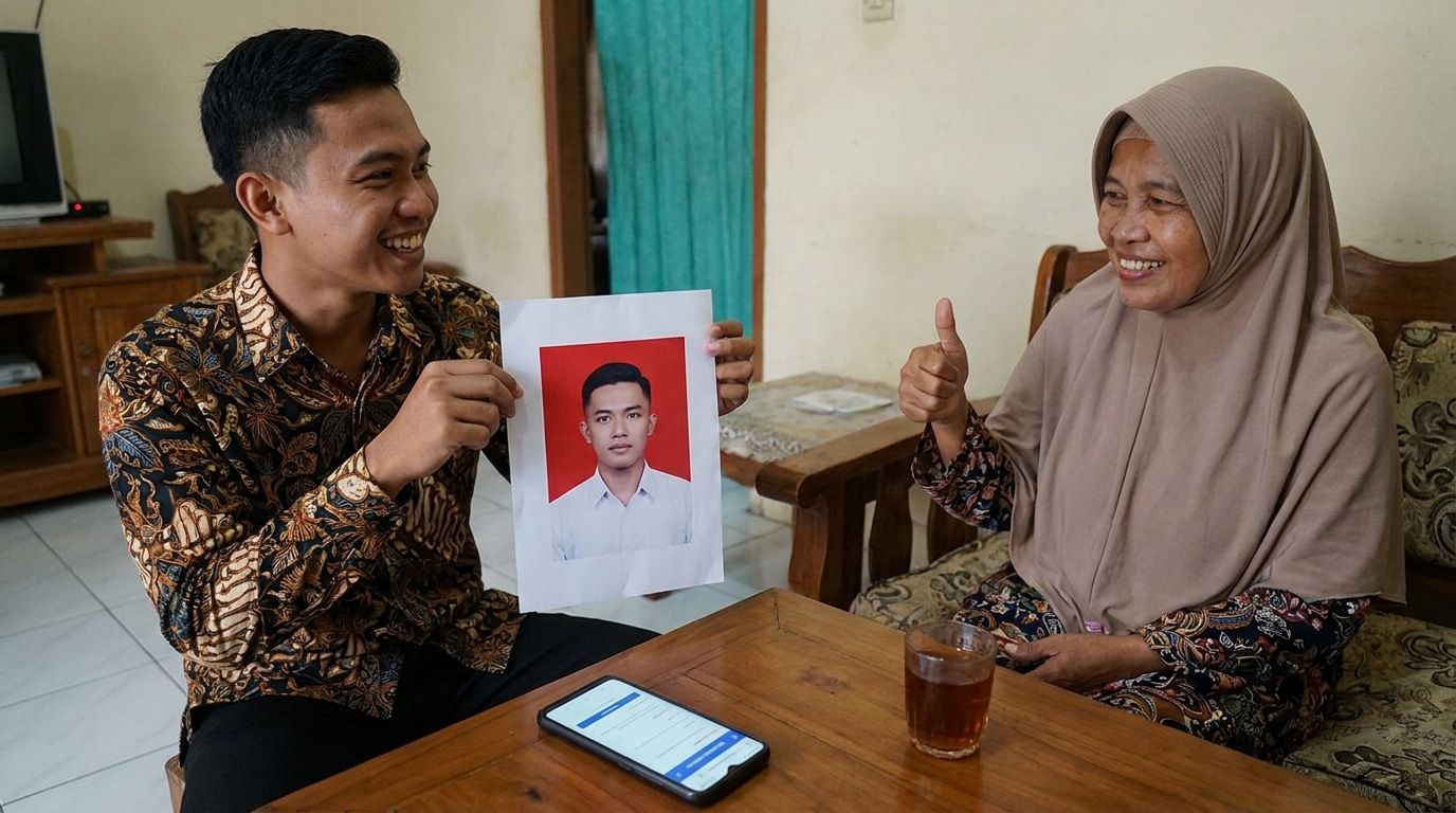 Supporting image showing the final accepted-looking result for pas foto pendaftaran tni polri 2026.