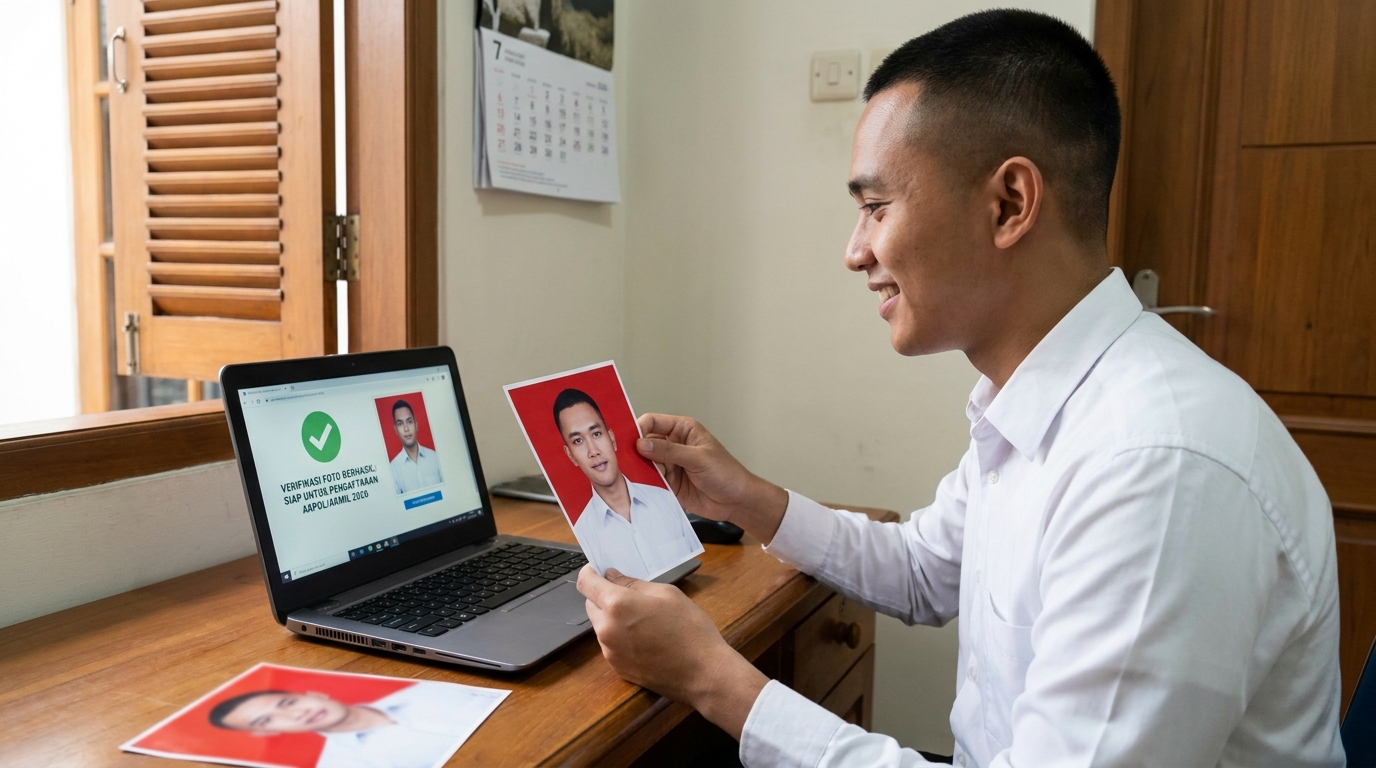 Supporting image showing the final accepted-looking result described in "Memastikan Kualitas Foto untuk Verifikasi Sistem".