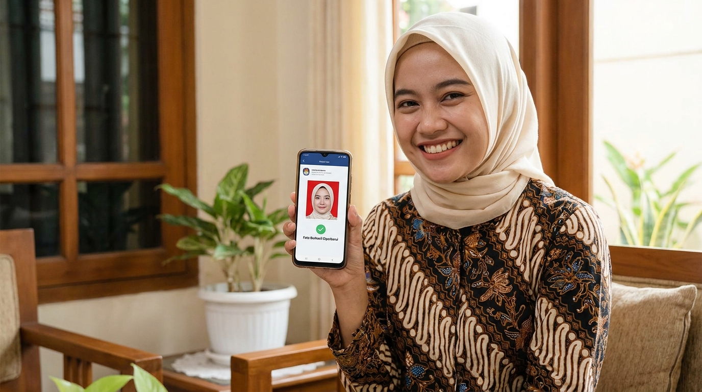 Supporting image showing the final accepted-looking result described in "Mempersiapkan Foto Berkualitas Tanpa Repot".