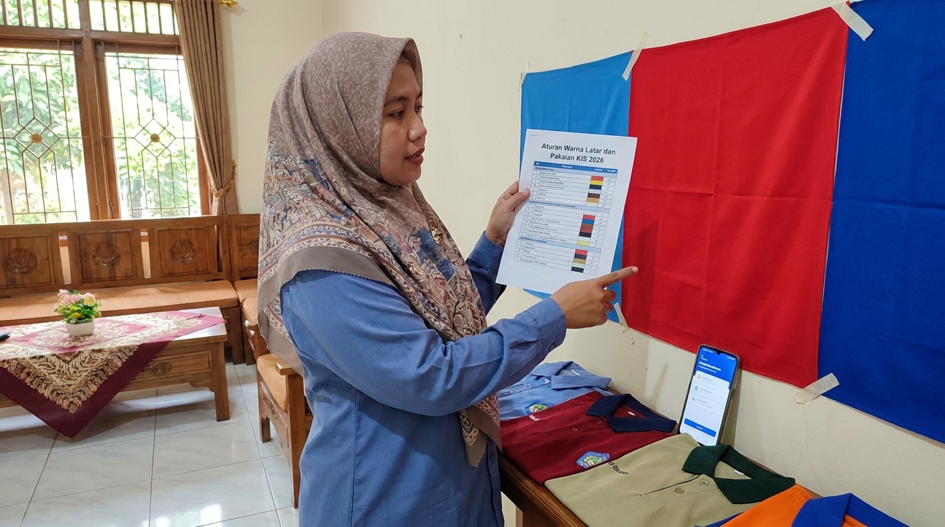Supporting image that visualizes the requirements, checklist, or technical standards from "Aturan Warna Latar dan Pakaian".