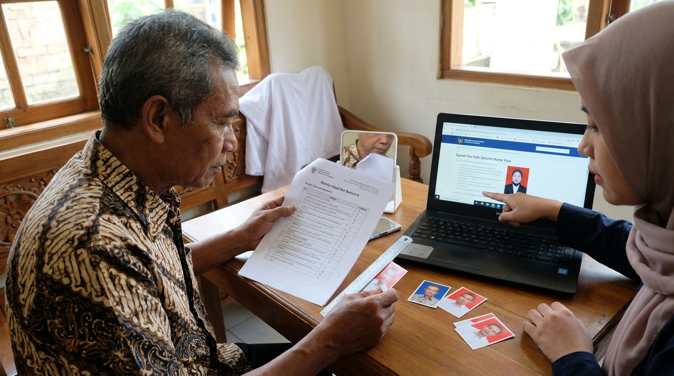 Supporting image that visualizes the requirements, checklist, or technical standards from "Standar Visual dan Biometrik untuk Izin Tinggal Jangka Panjang".
