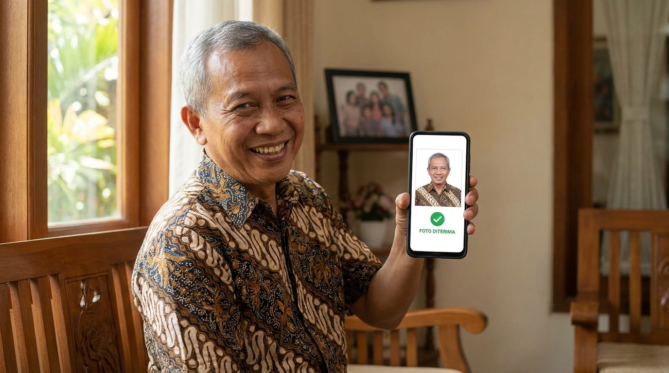 Supporting image showing the final accepted-looking result described in "Solusi Praktis Menggunakan Teknologi AI PasPoto".