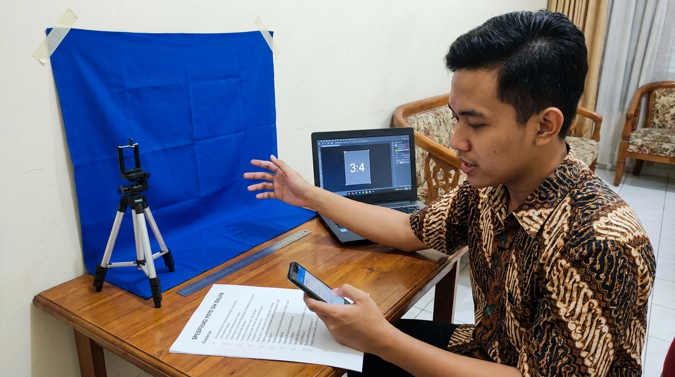 Supporting image that visualizes the requirements, checklist, or technical standards from "Spesifikasi Wajib Pas Foto SIM Online 2026".