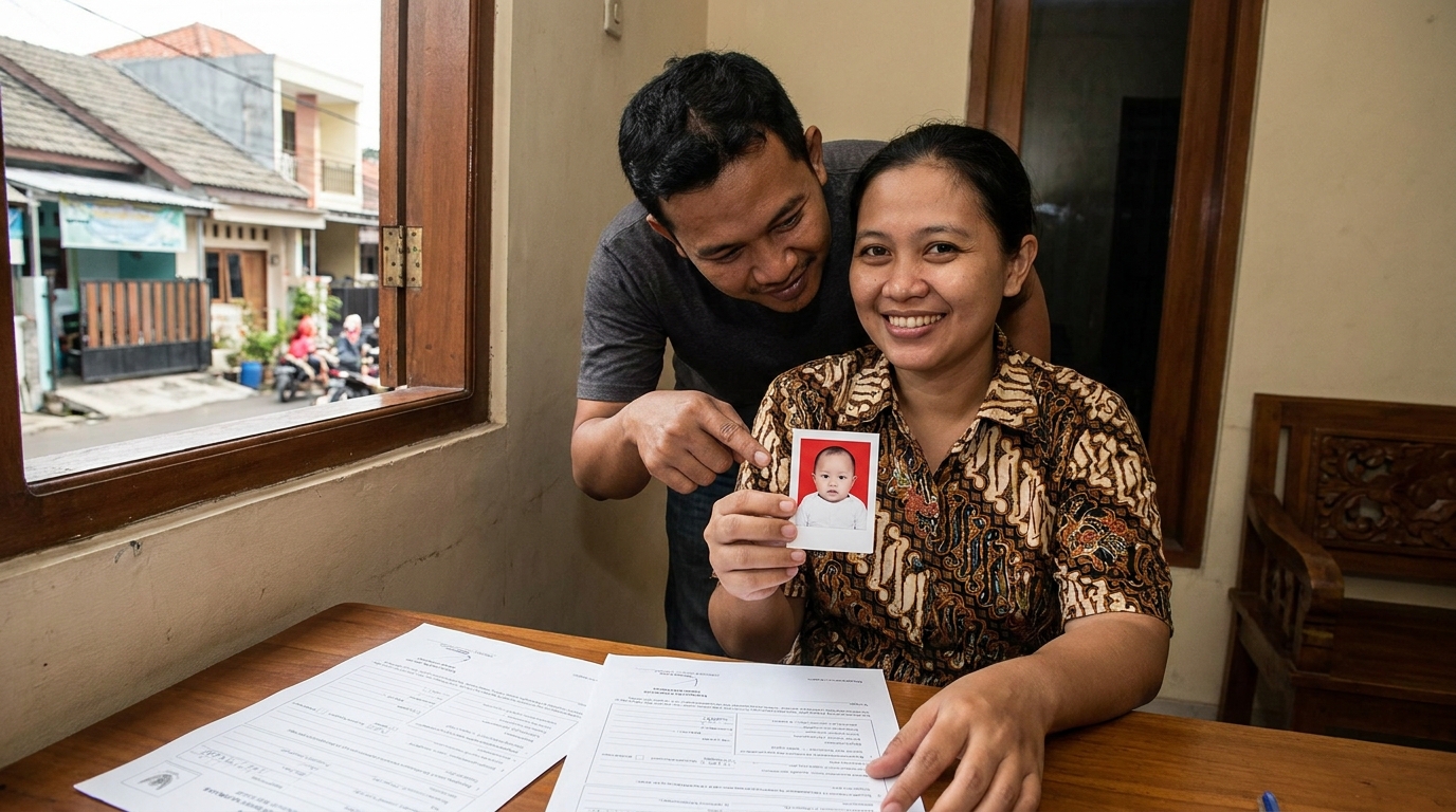 Supporting image showing the final accepted-looking result for pas foto bayi untuk paspor.