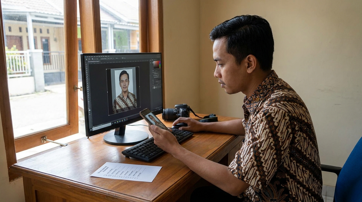 Supporting image showing the main action or workflow from "Langkah Mendapatkan Foto Profesional".