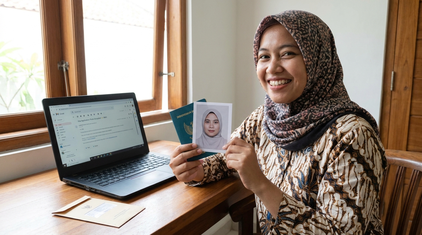 Supporting image showing the final accepted-looking result for syarat foto visa inggris.