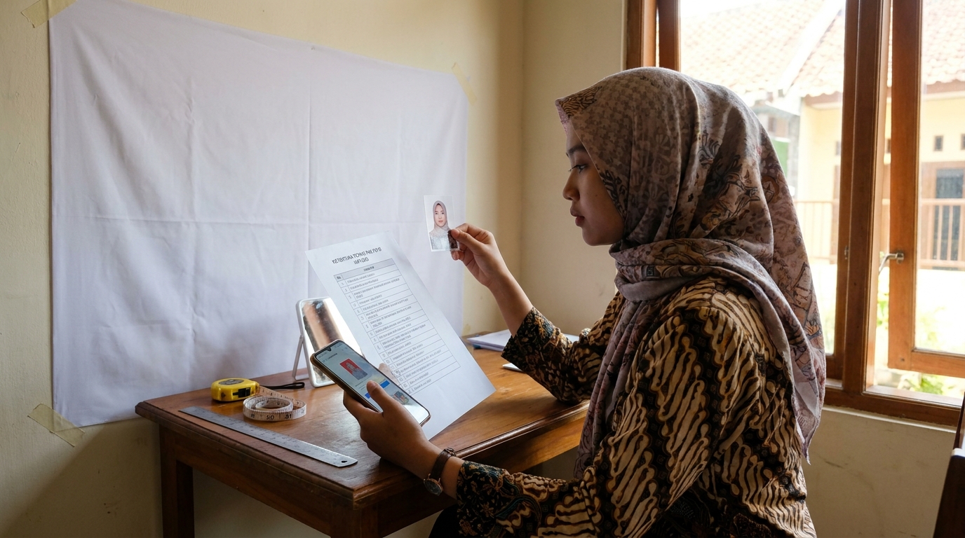Supporting image that visualizes the requirements, checklist, or technical standards from "Ketentuan Teknis Pas Foto IAPI 2026".