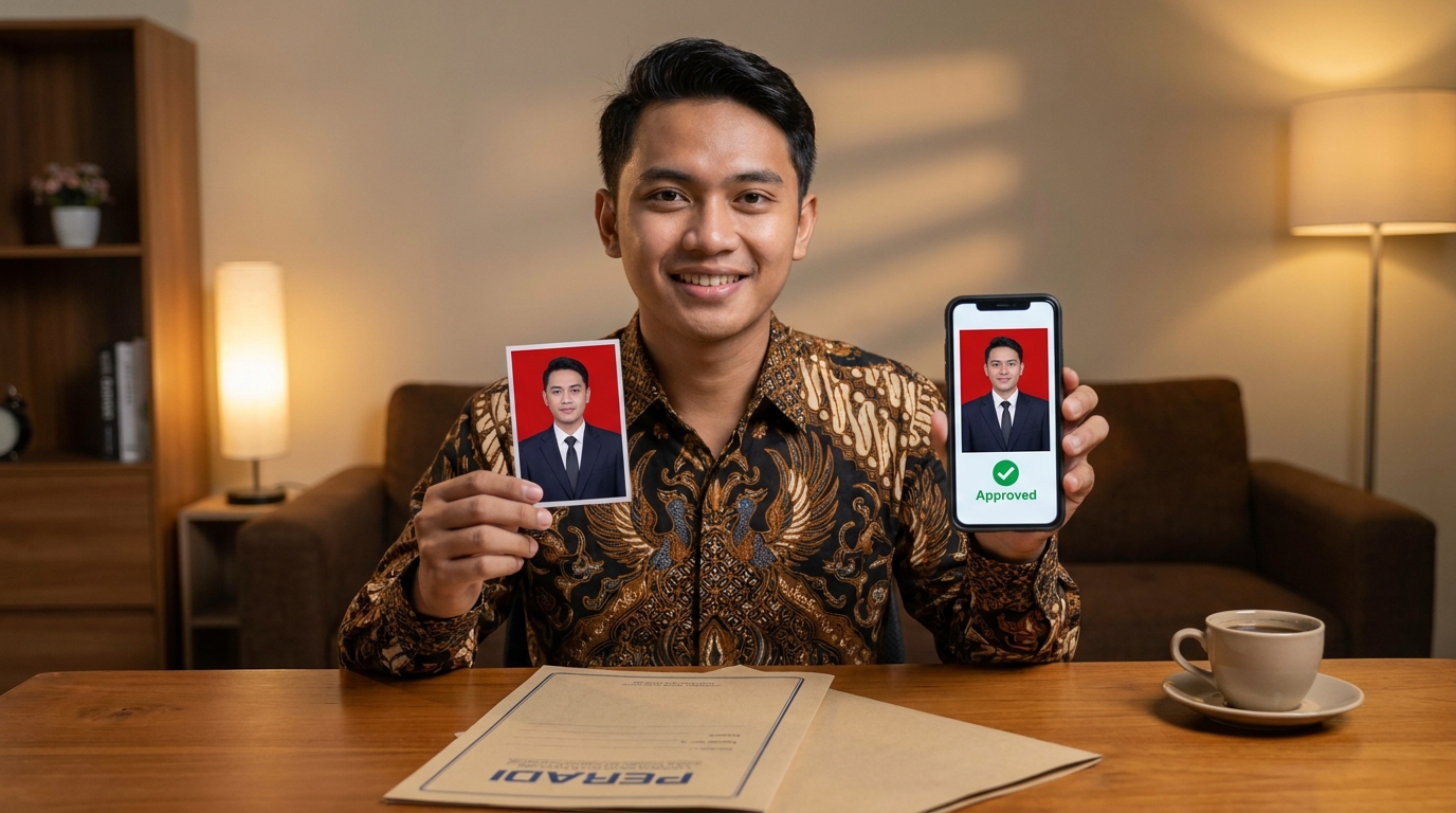 Supporting image showing the final accepted-looking result described in "Langkah Praktis Menyiapkan Foto Tanpa Kendala".