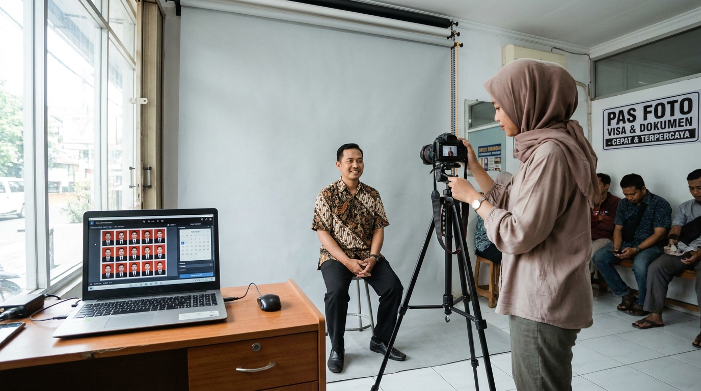 Hero image showing the broader real-world context for pas foto visa uk 2026, inspired by the section "Solusi Foto Visa UK yang Praktis".
